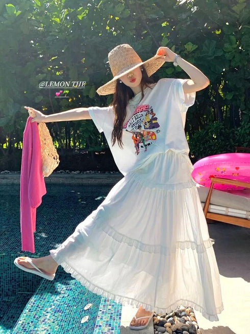 Aesthetic Laddies Ruffle Long Midi Skirts